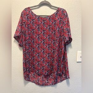 Premise Red and Blue Floral Blouse